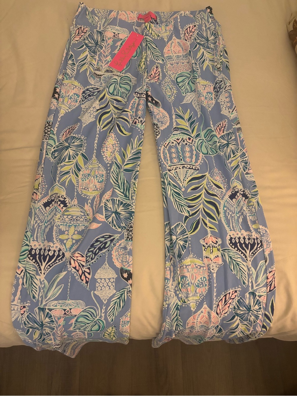 Lilly Pulitzer Blue Floral Wide Leg Jeans